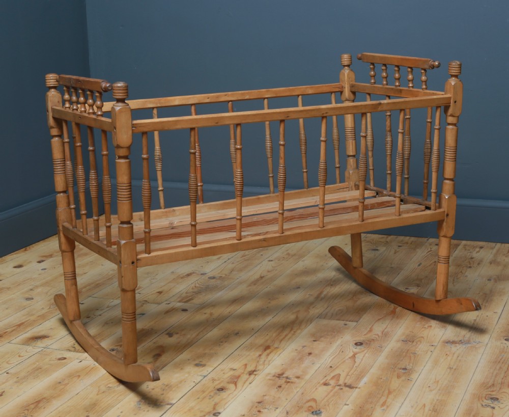 lovely antique victorian childs baby rocking cot crib cradle