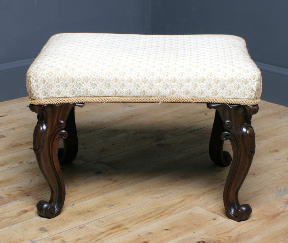 attractive antique victorian upholstered carved rosewood stool