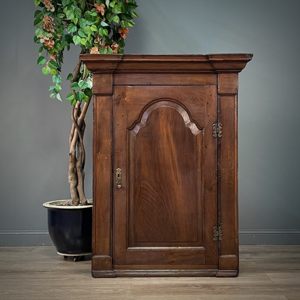 attractive antique georgian oak hanging corner cabinet