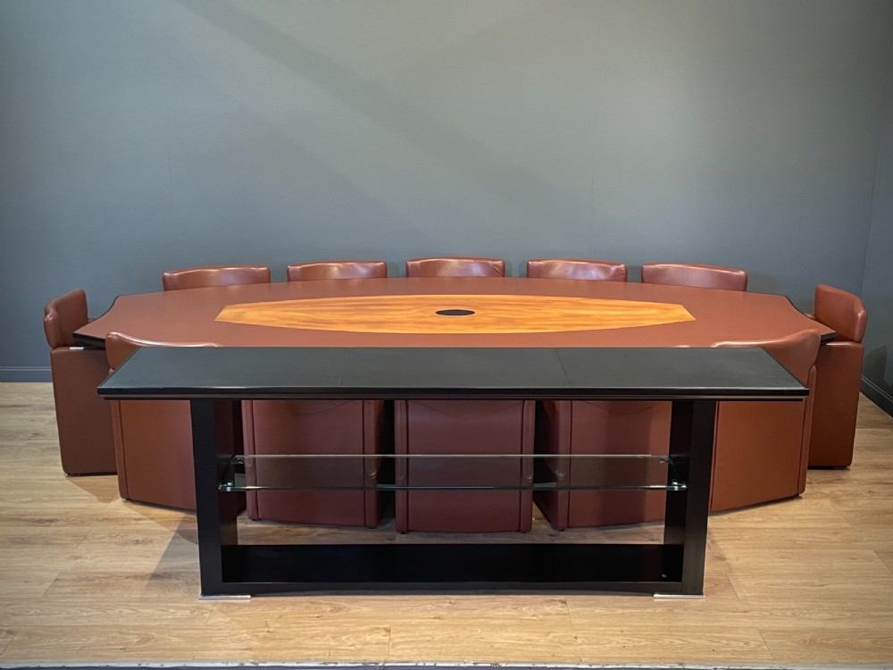 italian tecno spa conference table twelve leather serie 148 chairs console table