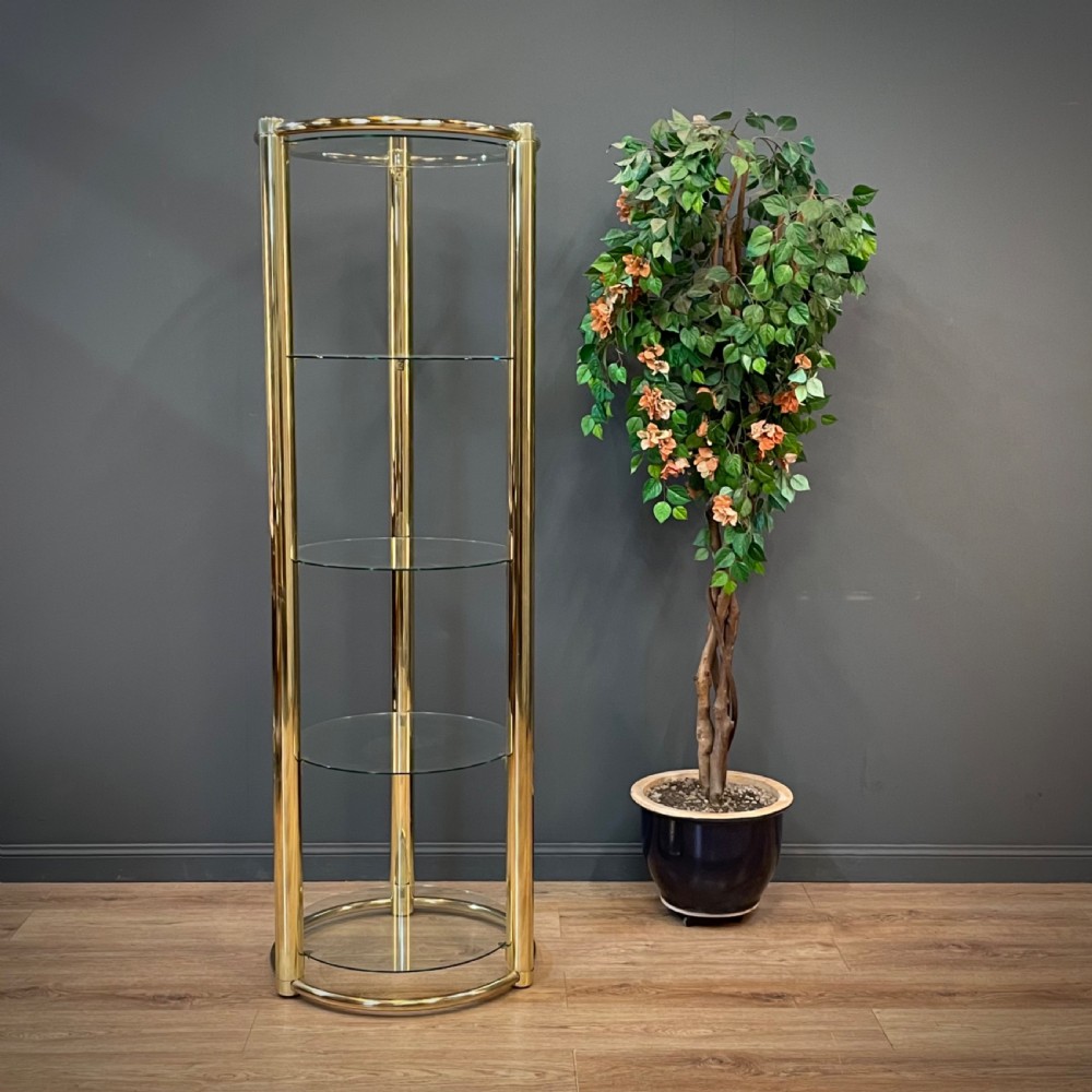 attractive large vintage tall five tier brass glass display shelves