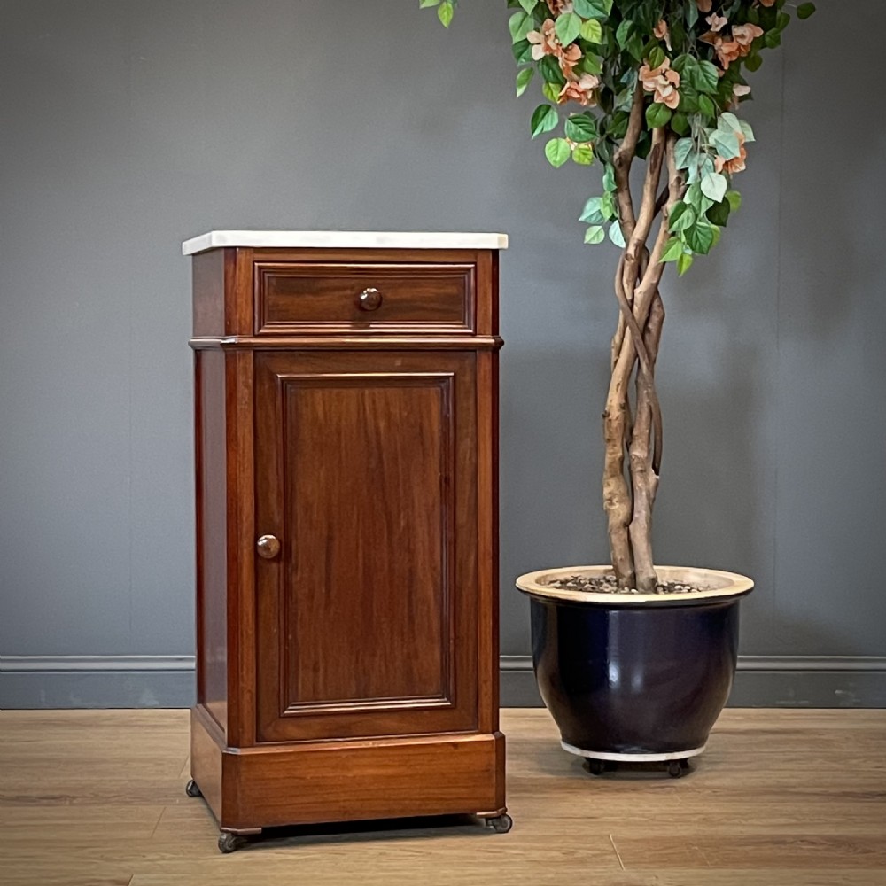 attractive antique victorian marble top mahogany bedside cabinet