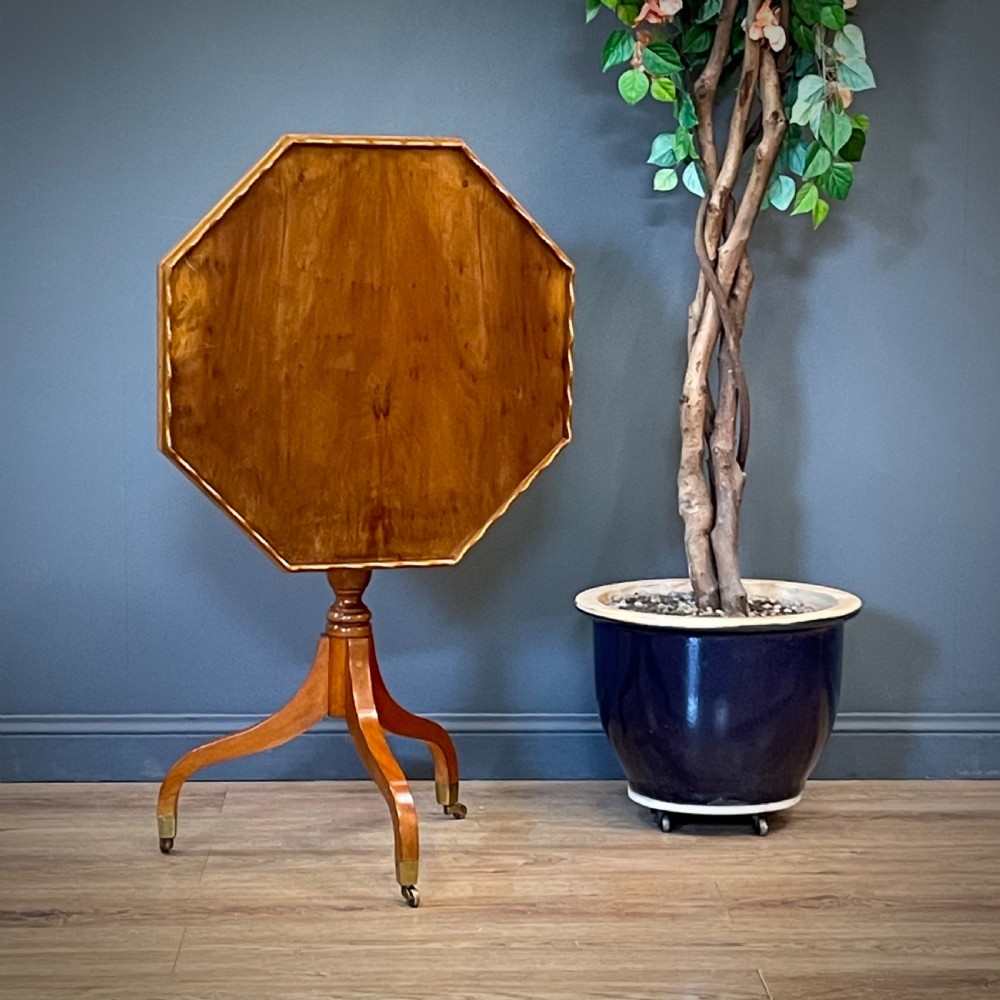 attractive small vintage yew tilt top occasional octagonal table
