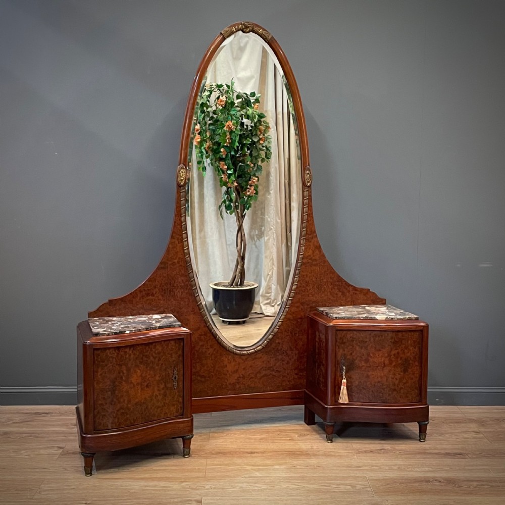 large antique edwardian walnut marble cheval mirror dressing table