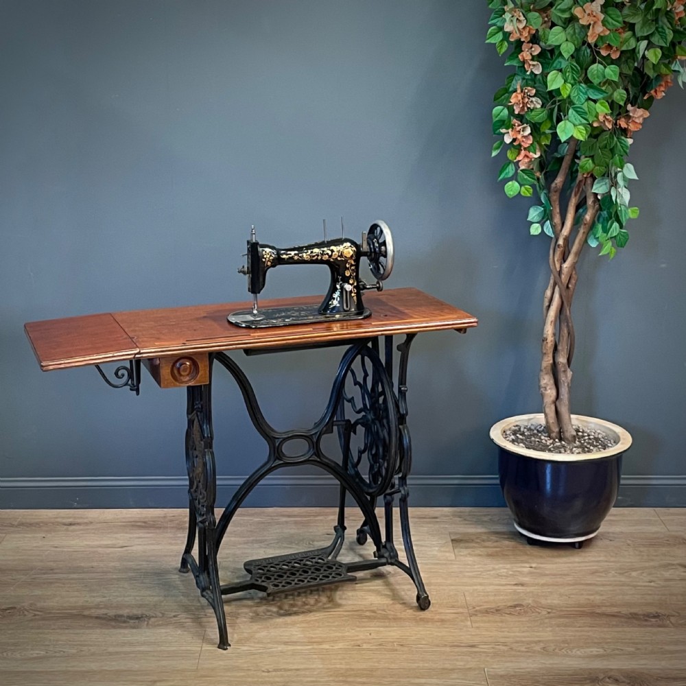 rare antique victorian kimball morton oscillator sewing machine cast iron base