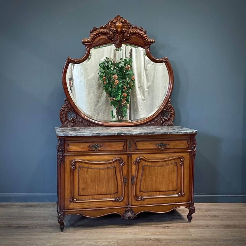 attractive large antique victorian ornately carved mahogany marble top washstand