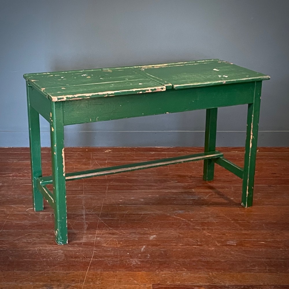 attractive rustic small vintage old painted double childs school desk