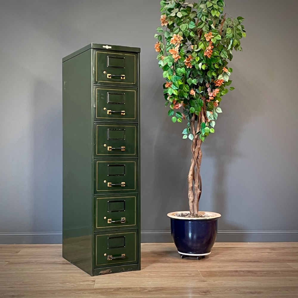 attractive vintage 6 drawer roneo painted metal industrial filing cabinet 1937