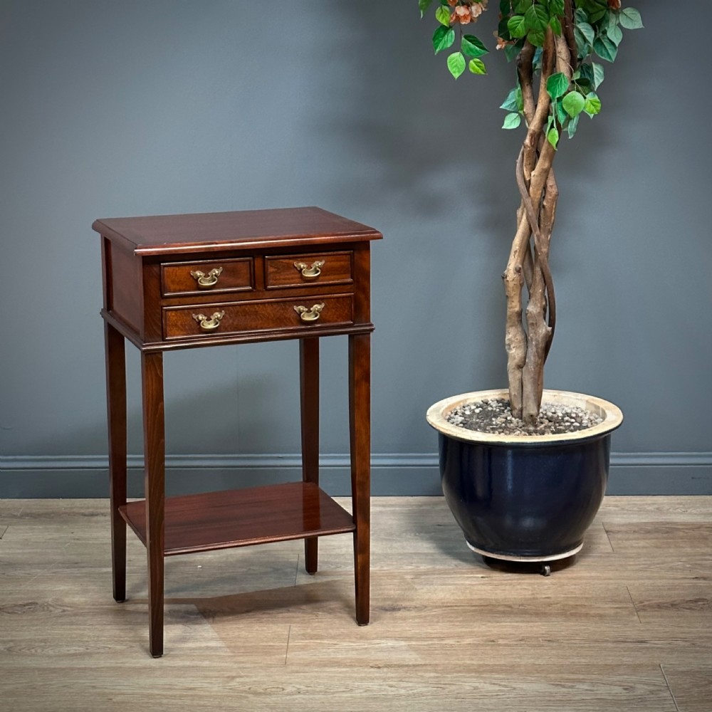 attractive vintage small mahogany side table with drawers