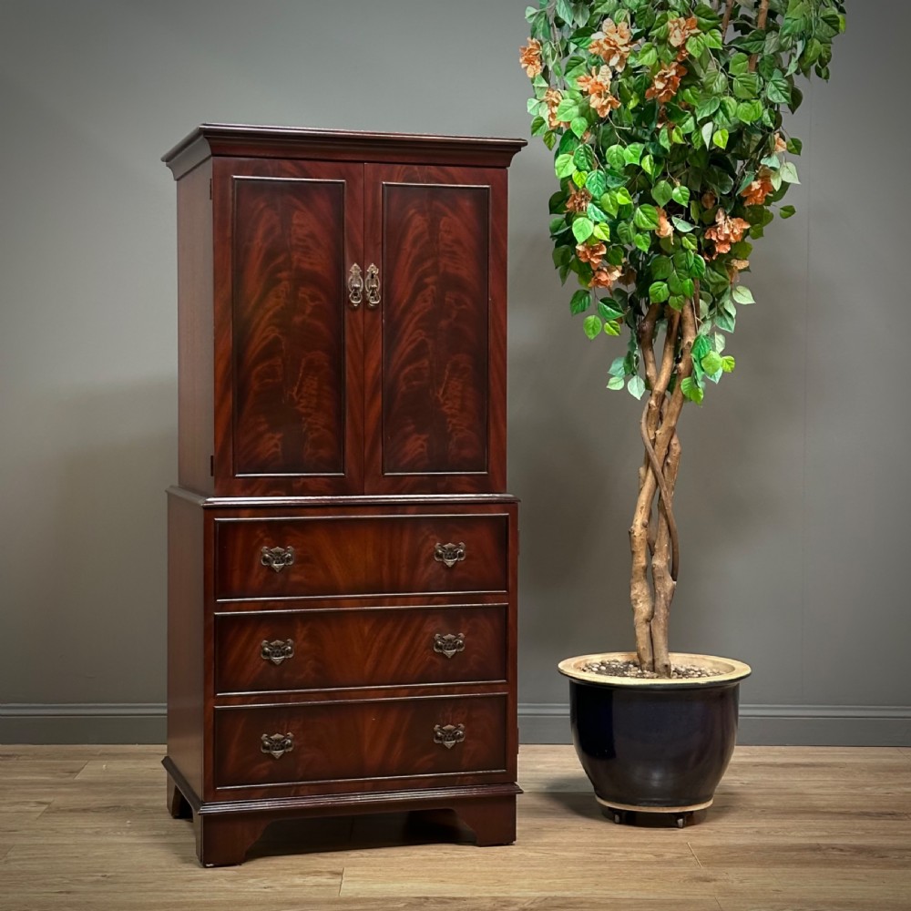 attractive tall vintage mahogany drinks cocktail cabinet