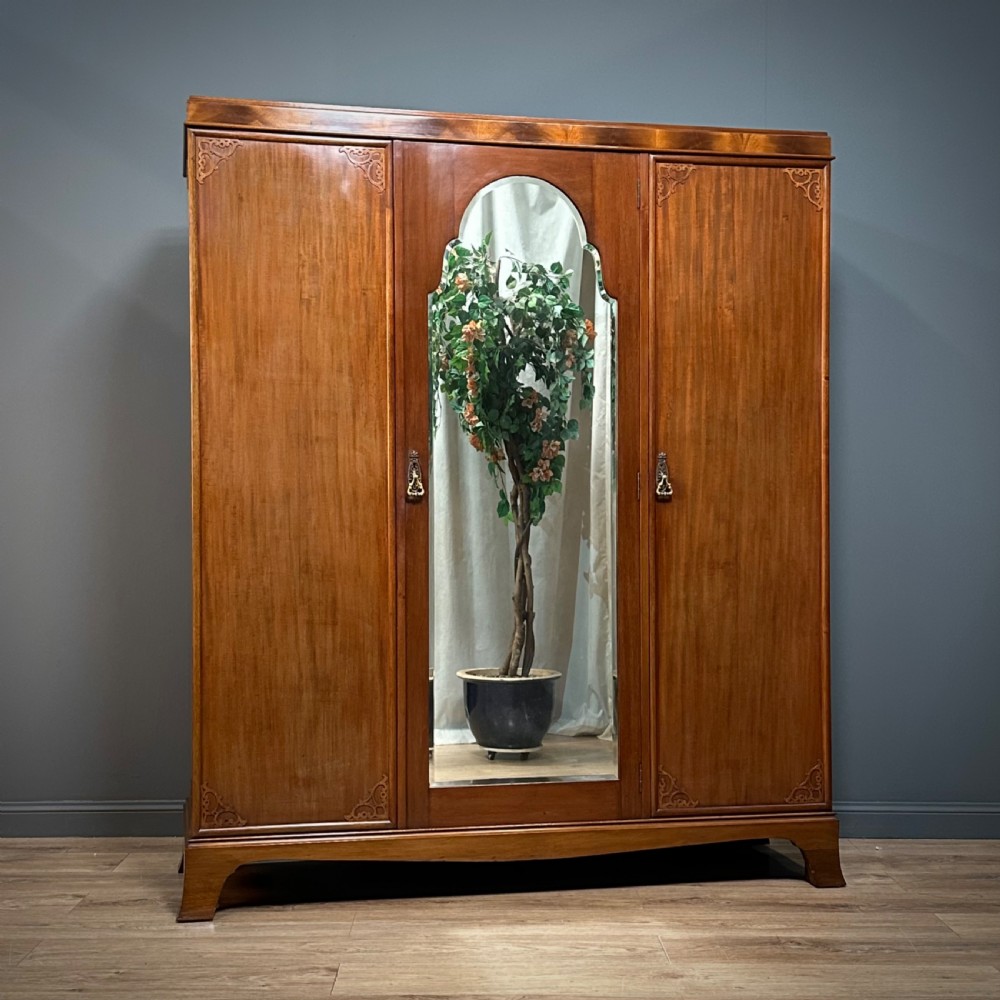 attractive large antique triple mahogany mirror door wardrobe