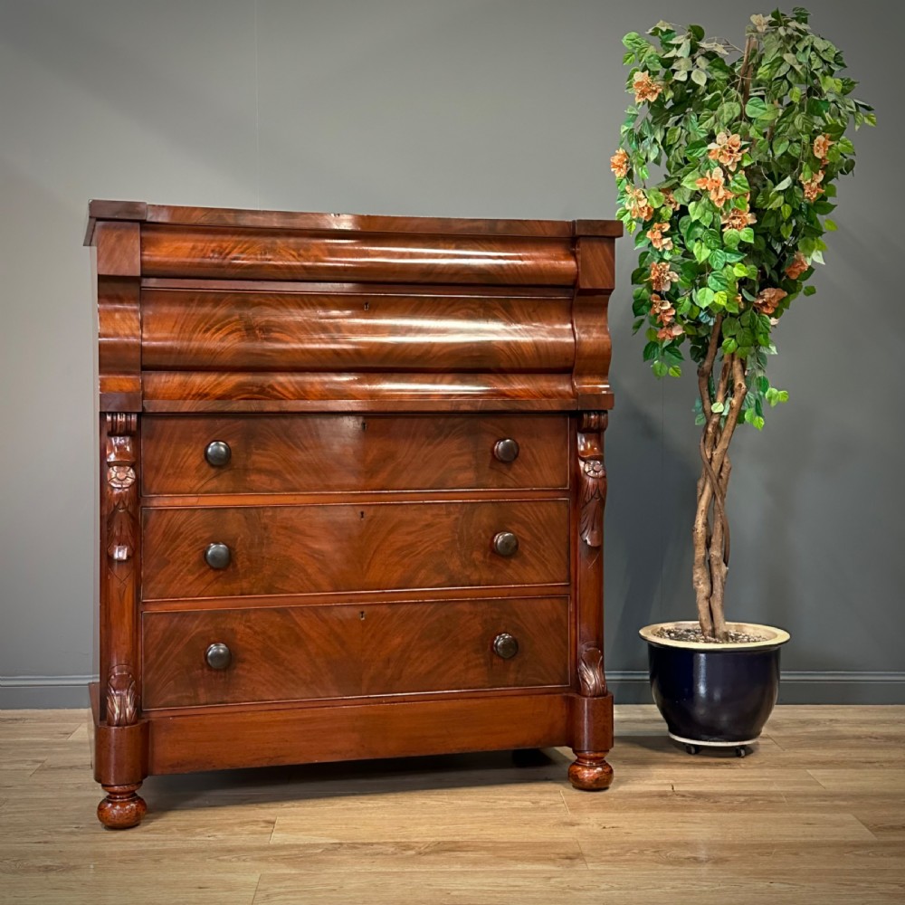attractive large antique victorian scotch mahogany ogee chest of five drawers