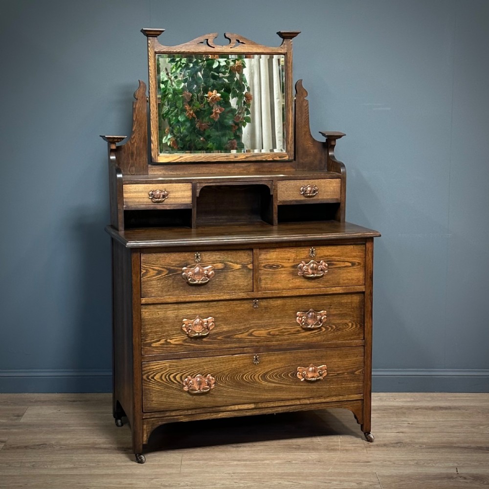 attractive antique edwardian arts crafts ash dressing table