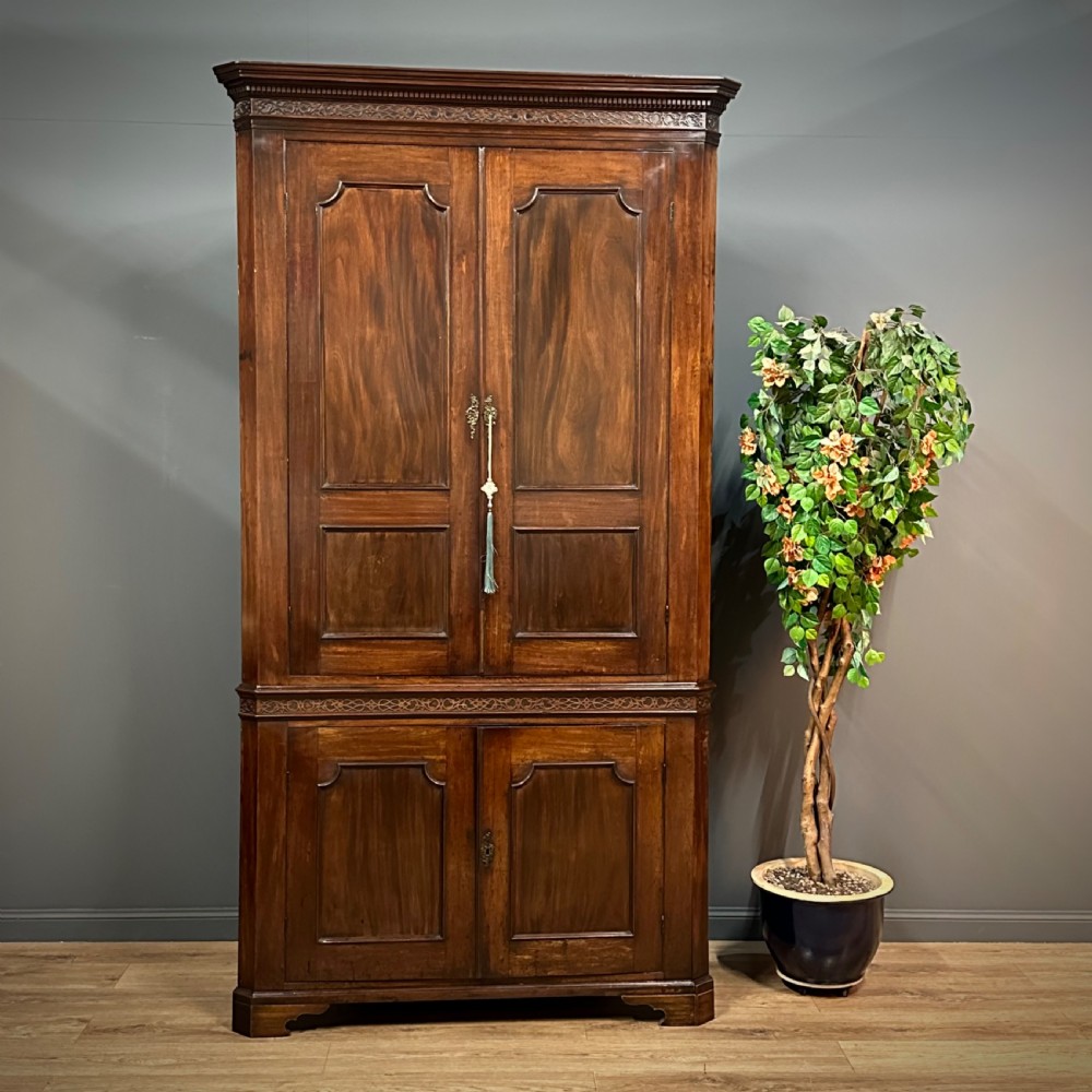 attractive very large antique early victorian mahogany corner cabinet