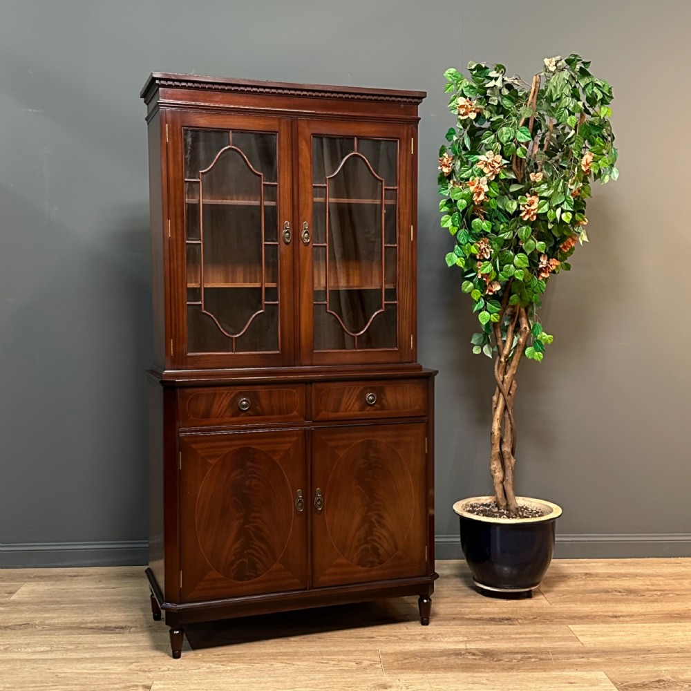 attractive vintage mahogany glazed strongbow bookcase cabinet