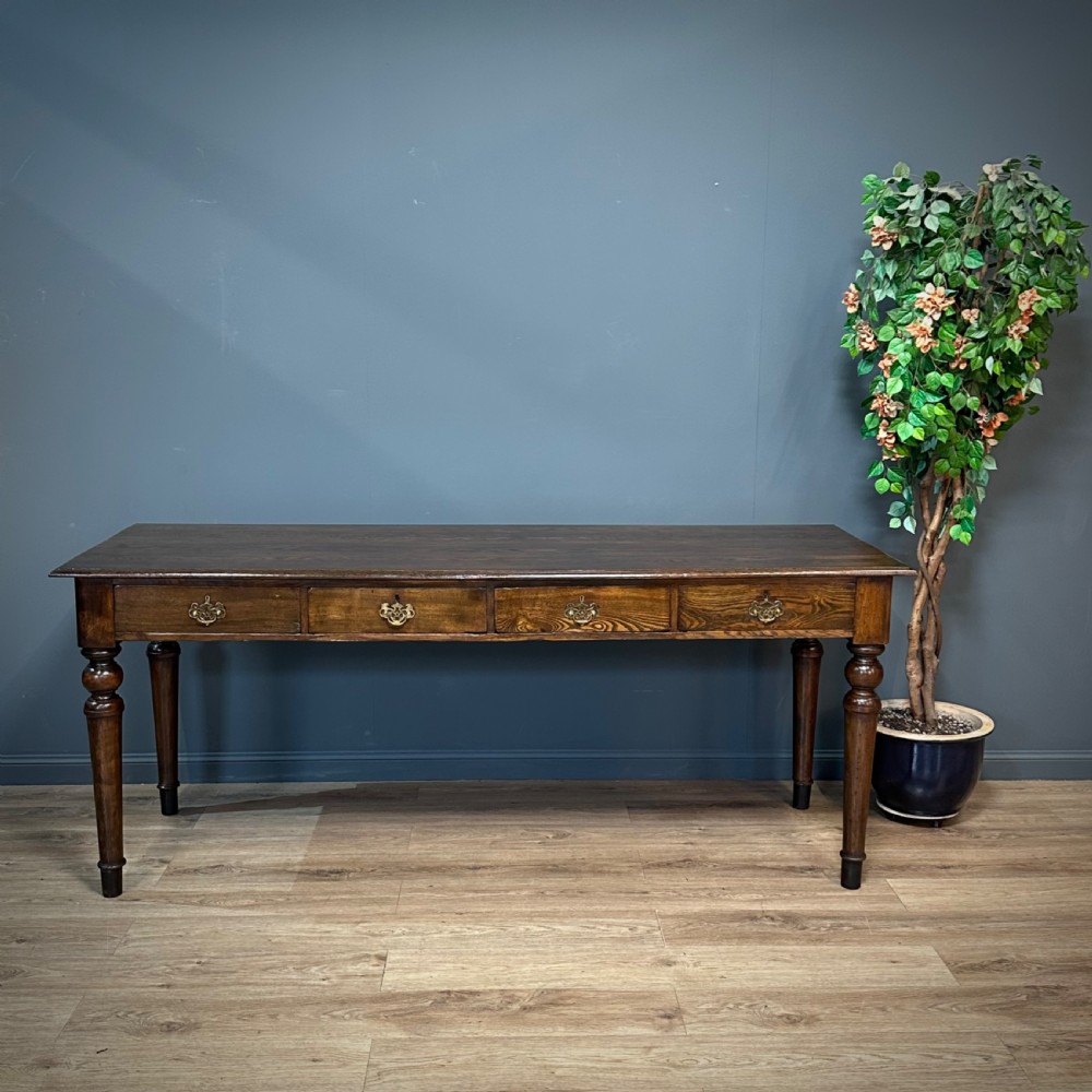 attractive very large antique oak console side table with drawers