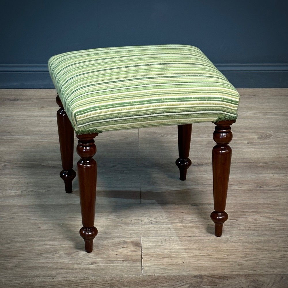 attractive antique victorian mahogany newly upholstered stool
