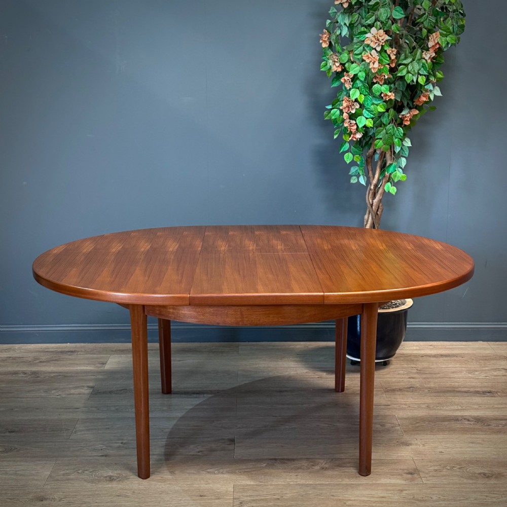 attractive large mid century teak circular extending dining table