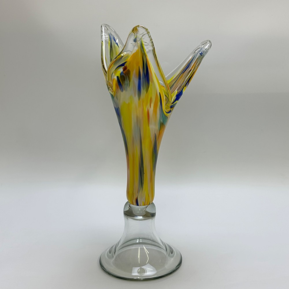 attractive vintage tall large murano multi colour glass vase