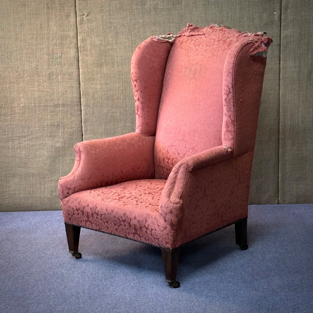 attractive large antique victorian wingback armchair for reupholstery