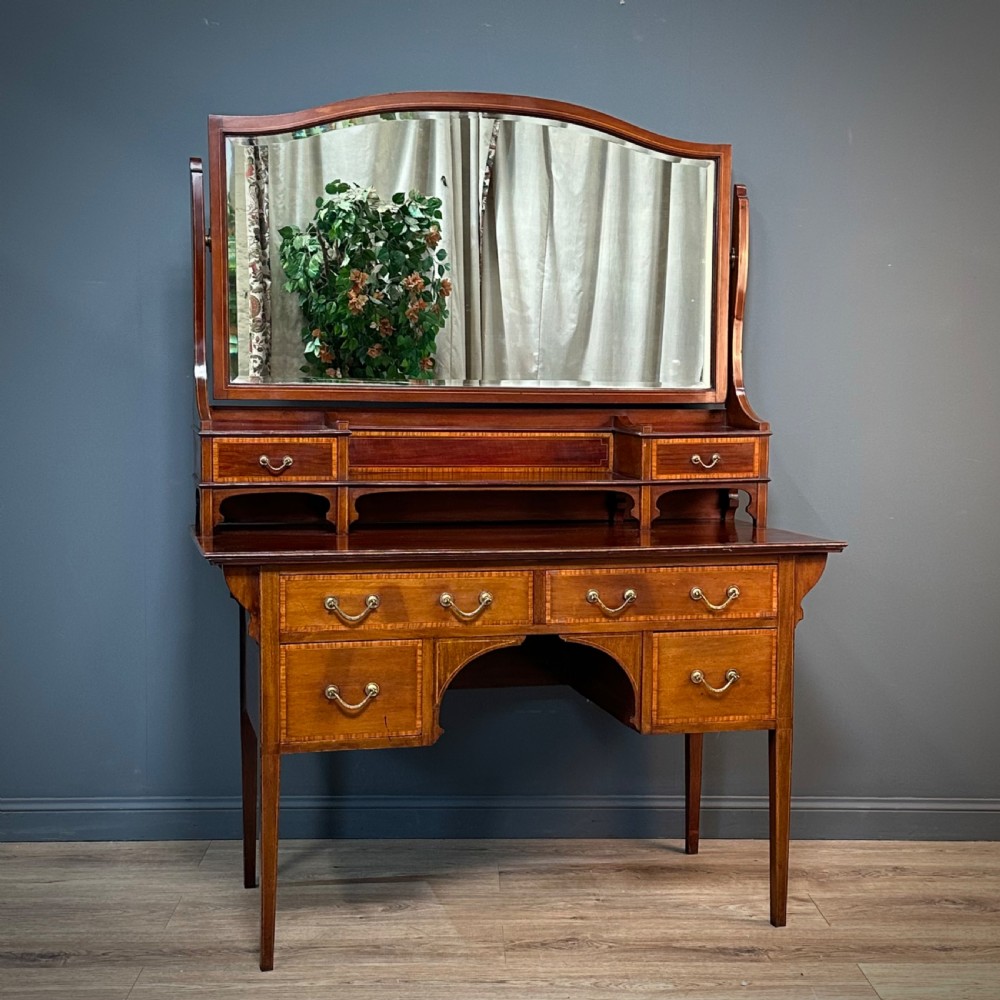 attractive antique edwardian inlaid mahogany dressing table