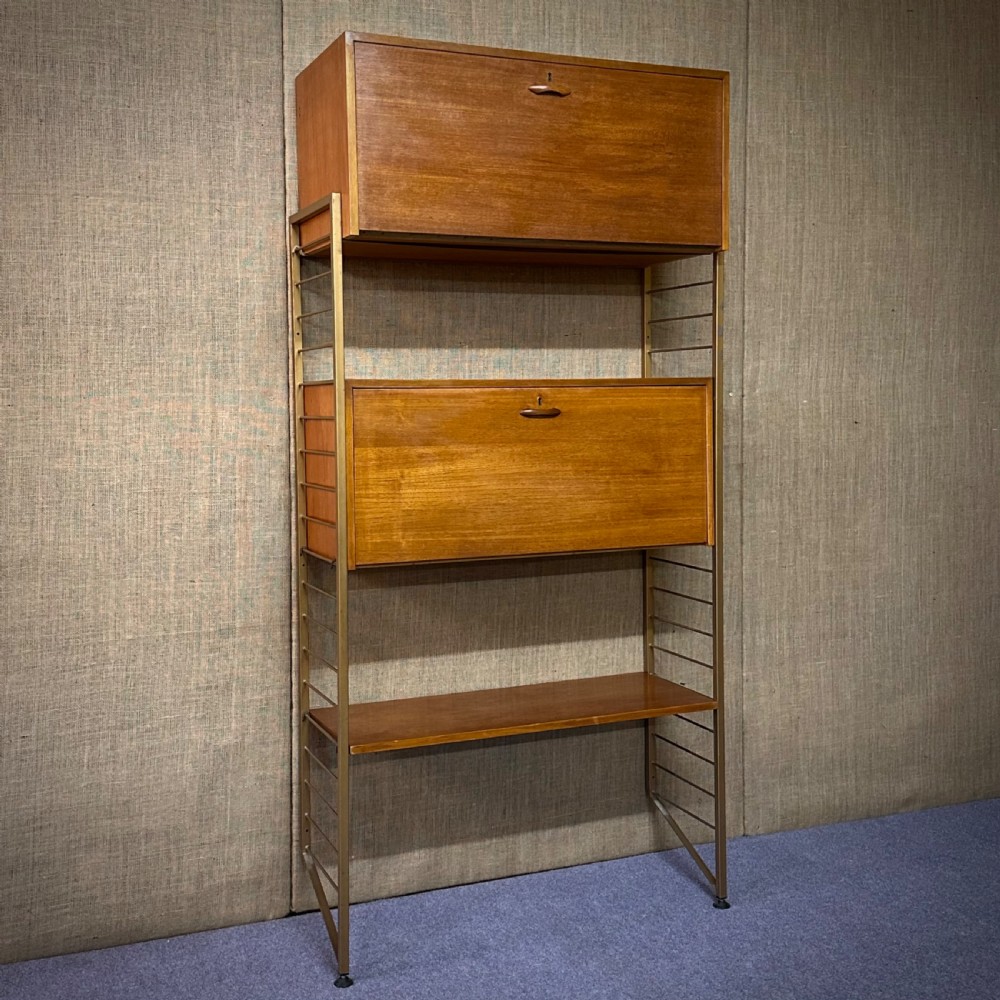 large mid century teak staples ladderax shelving wall unit