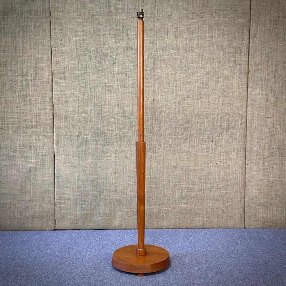 attractive mid century turned teak standard lamp