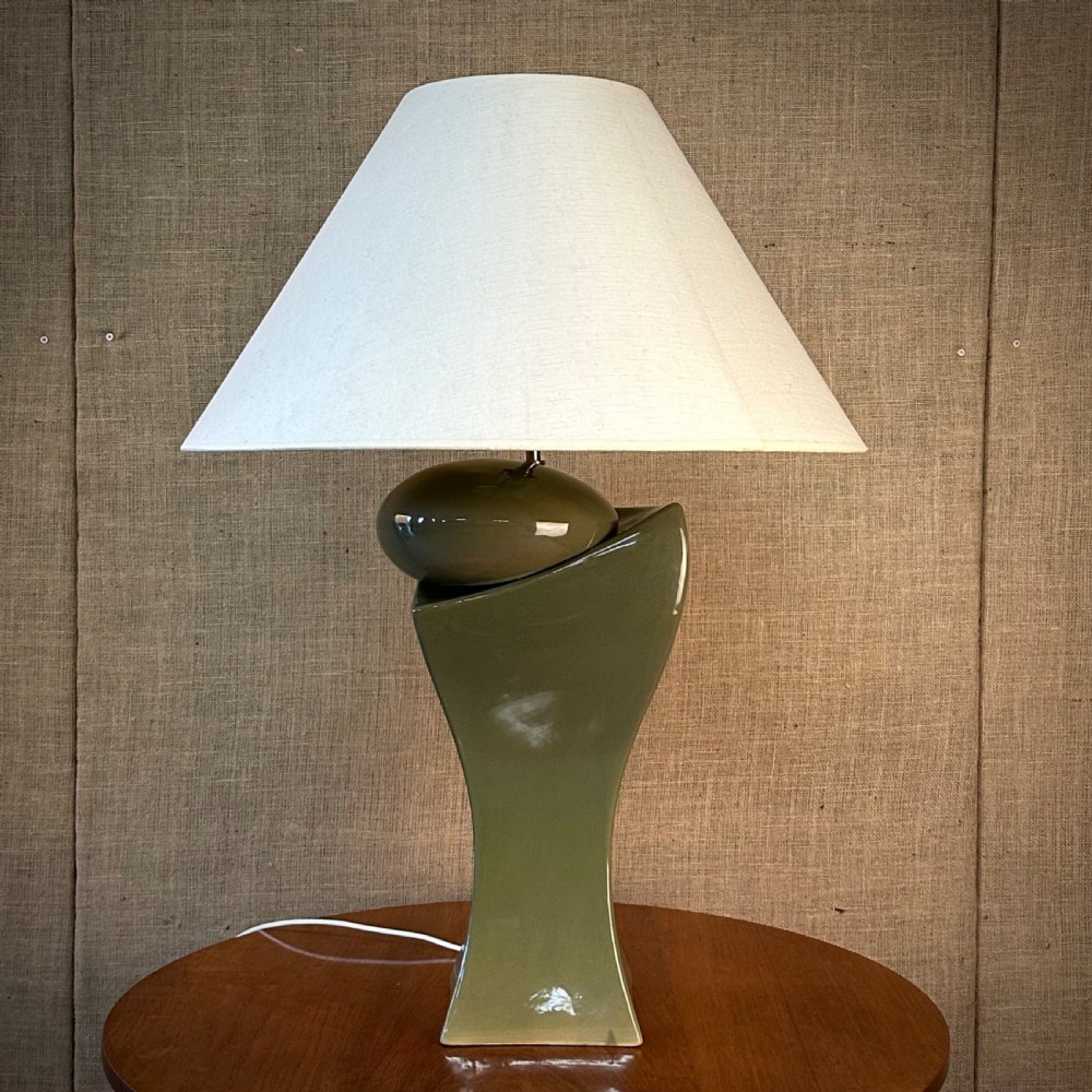 very large olive speckle boulder table lamp