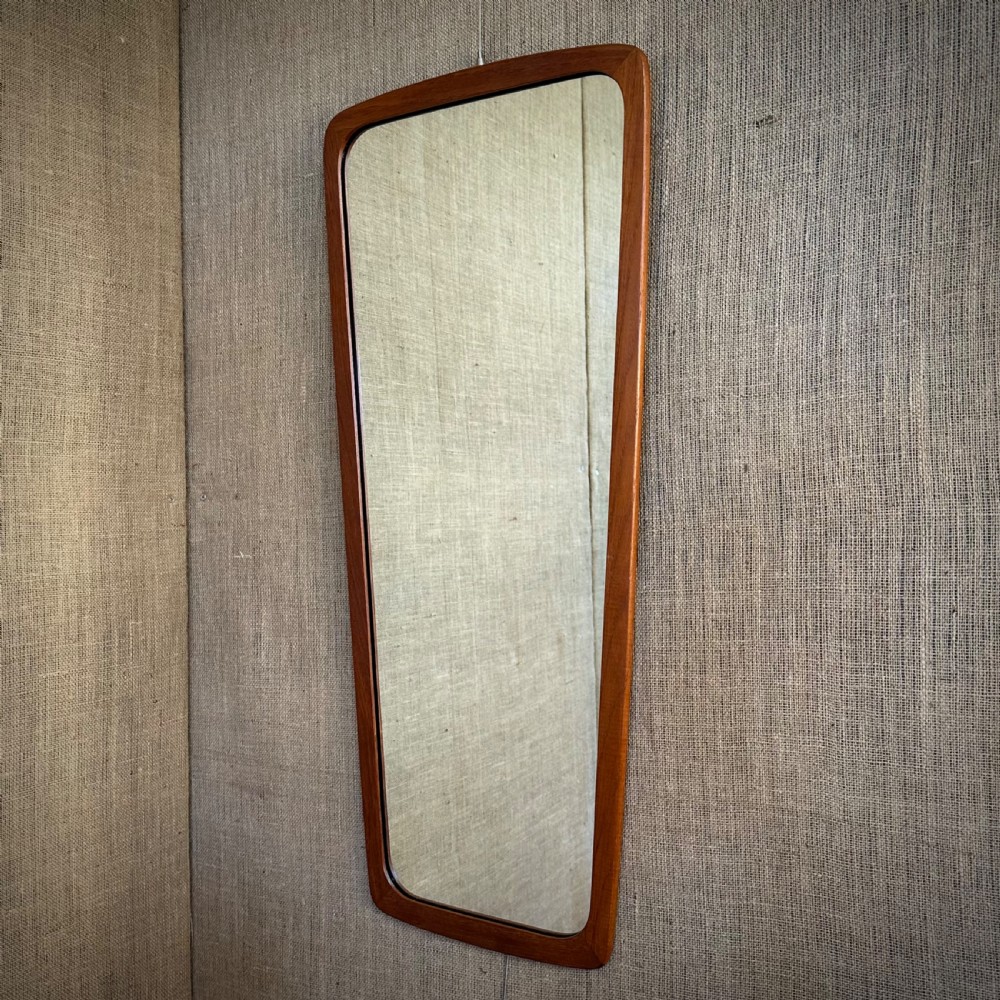 attractive vintage mid century tapered teak wall mirror