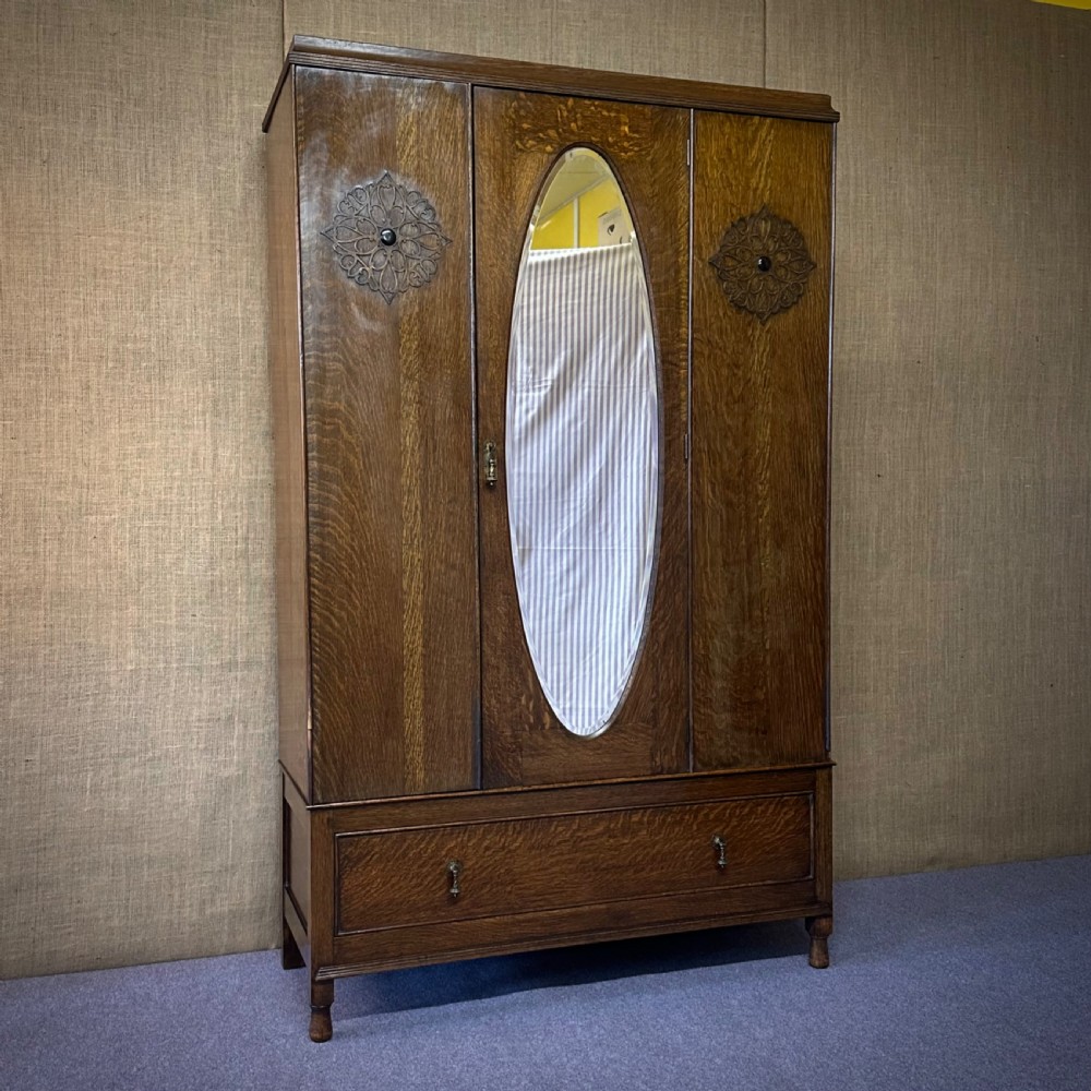 attractive antique oak mirror door wardrobe