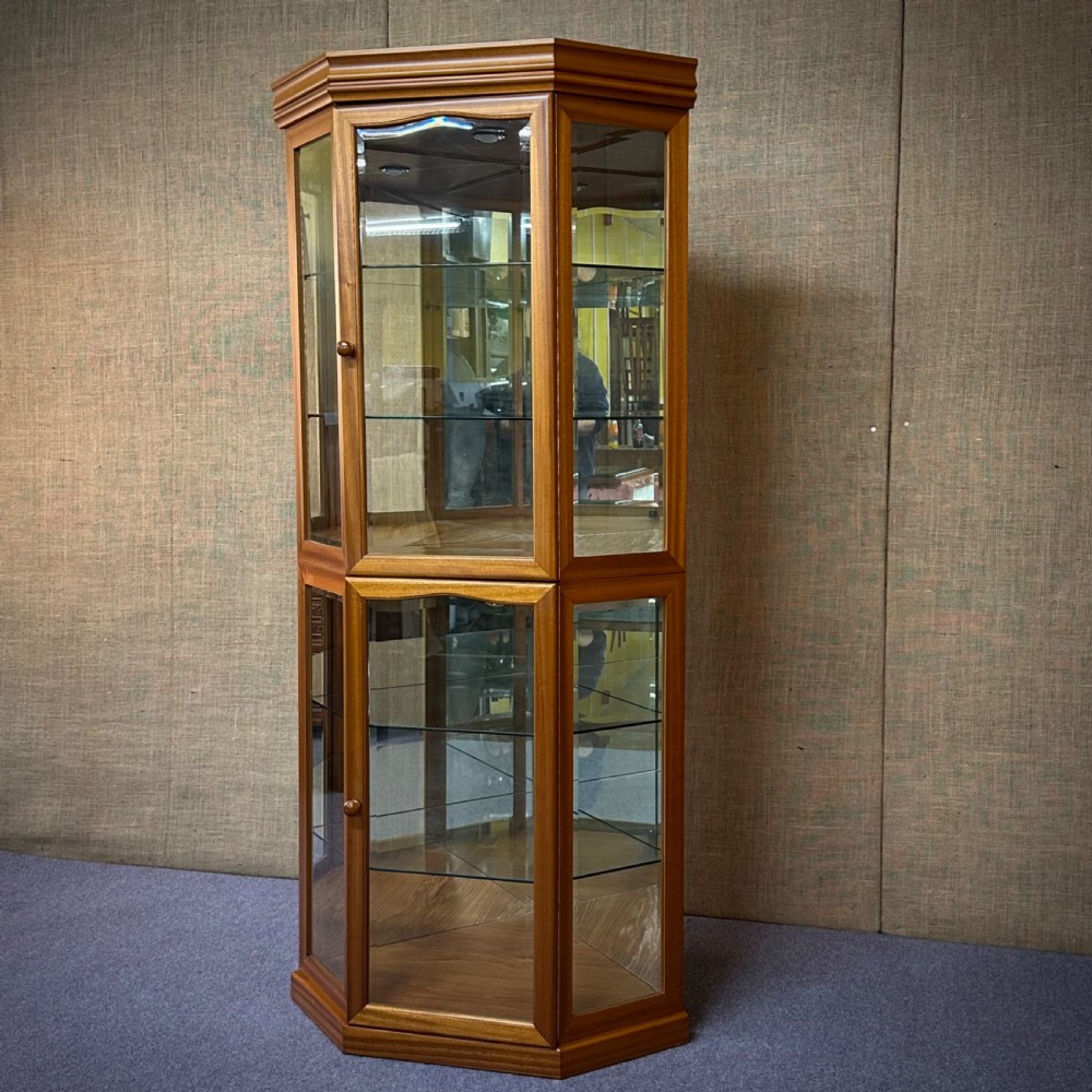 attractive tall mahogany corner display cabinet