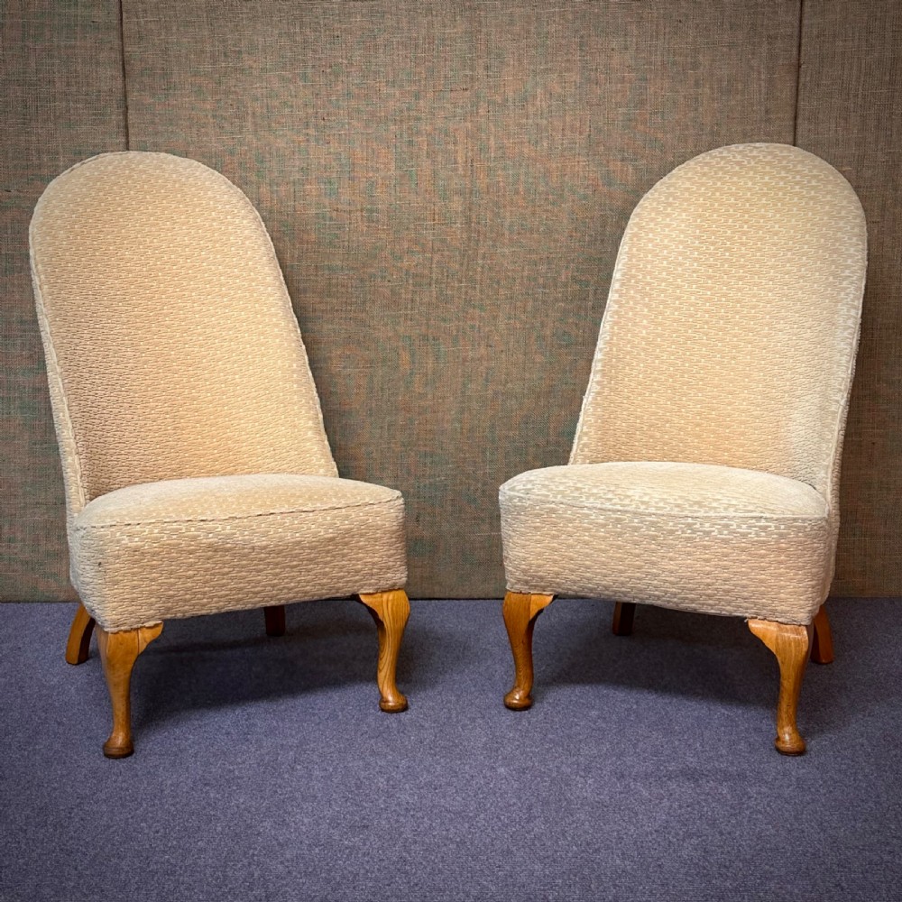 attractive pair of vintage upholstered nursing bedroom chairs