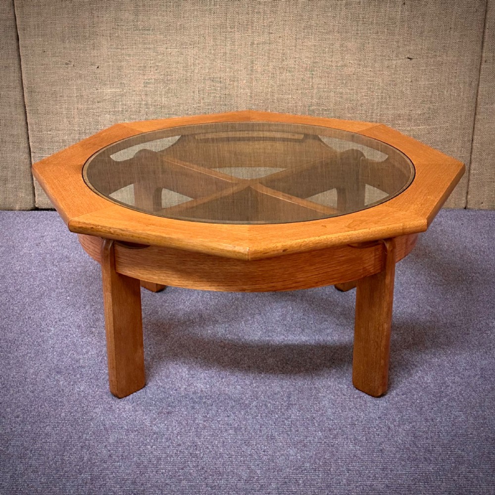 attractive mid century modern octagonal teak glass top coffee table