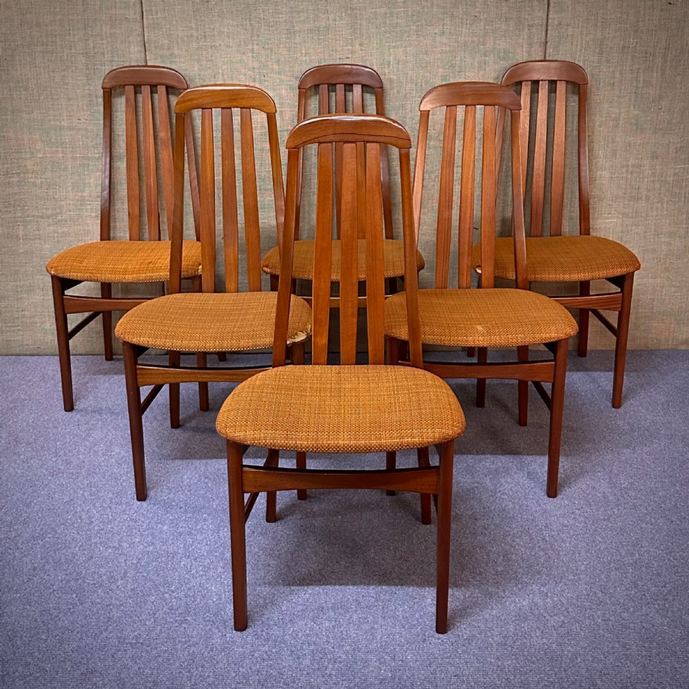 attractive set of six stylish mid century jentique teak dining chairs for reupholstery