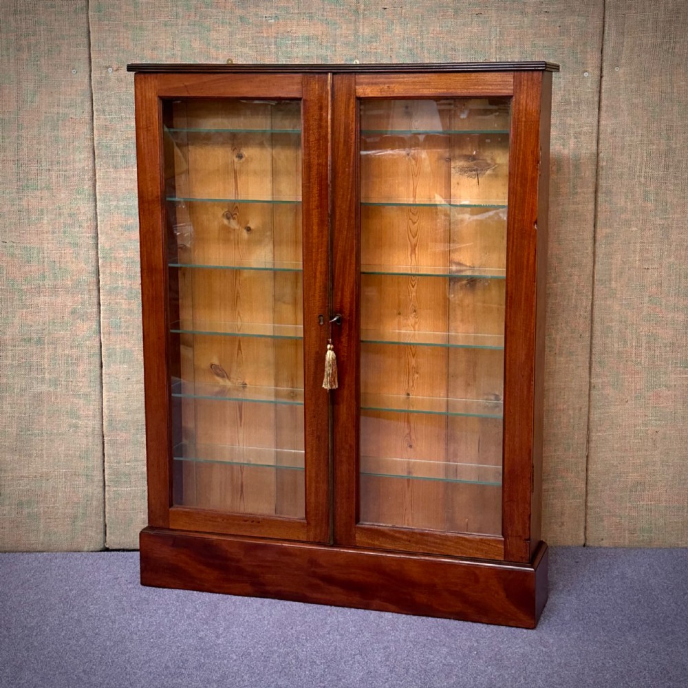 attractive antique victorian mahogany two door display case