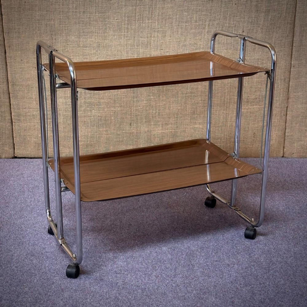 attractive vintage mid century folding side table bar cart drinks trolley