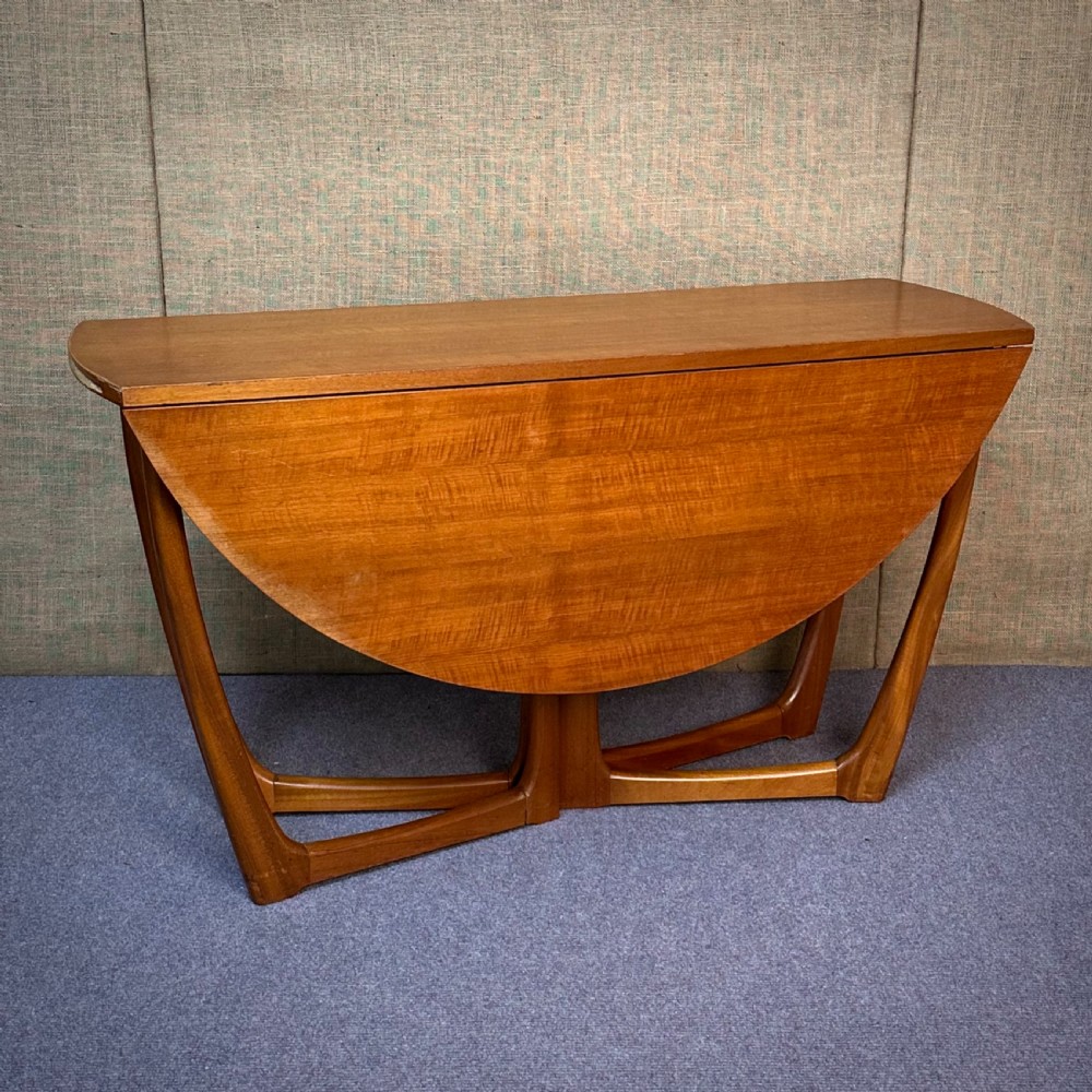 vintage mid century teak beithcraft drop leaf circular dining table for restoration