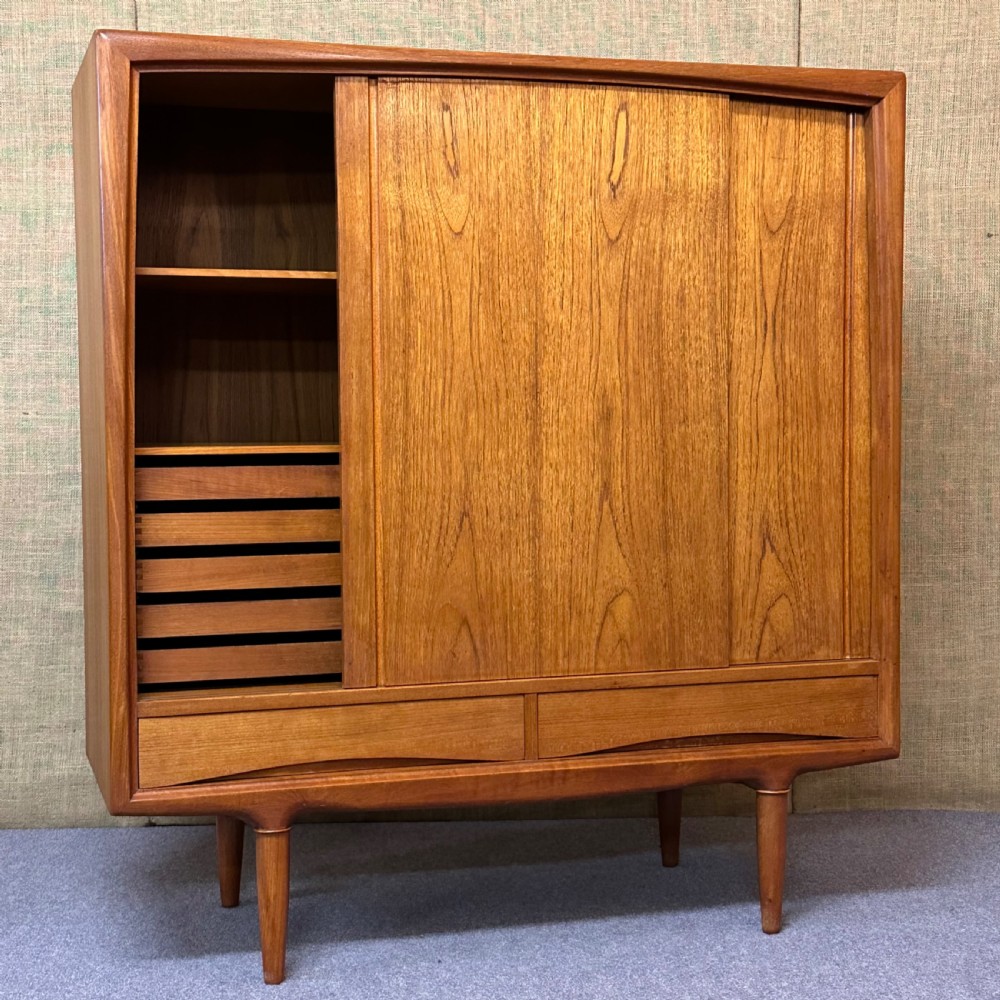 attractive large danish mid century teak highboard by axel christensen for aco mobler