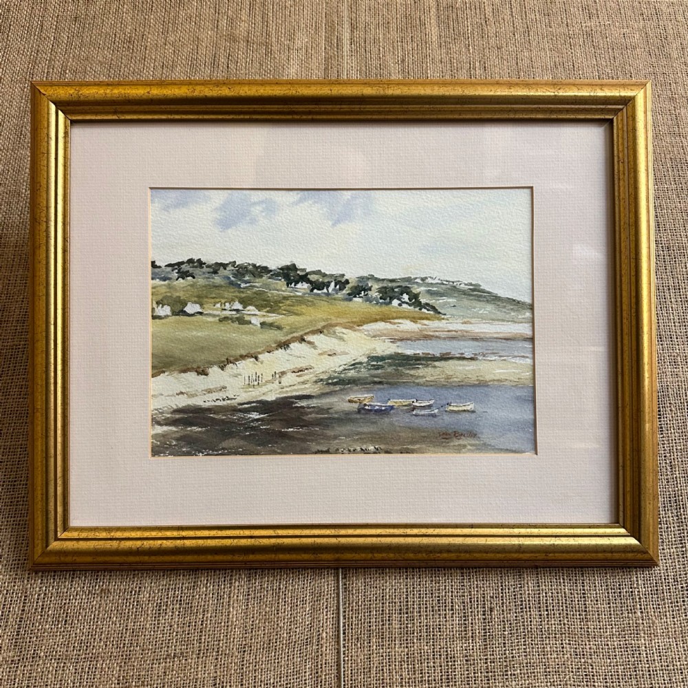 john beasley cumbria artist the fishermans rest framed watercolour 46 x 36 cm